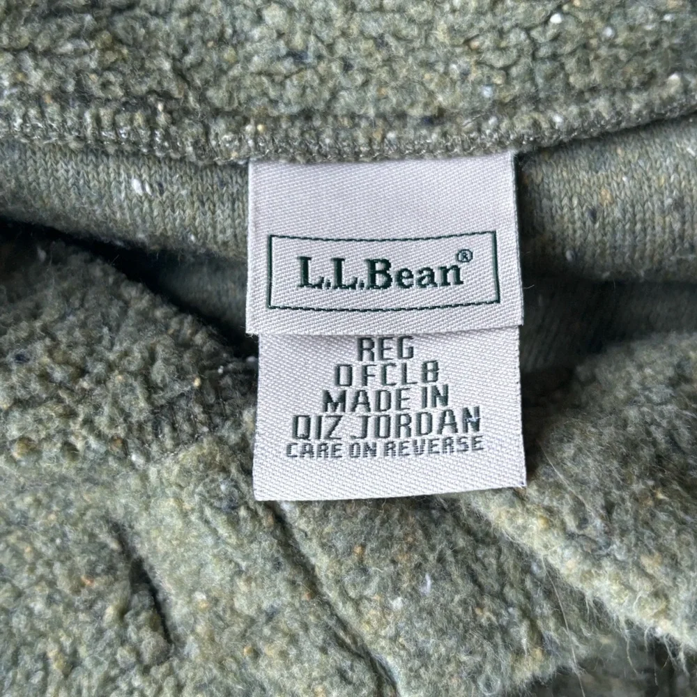 VINTAGE L.L. Bean Olive Green fleece button up cardigan size L - Picture 3 of 7
